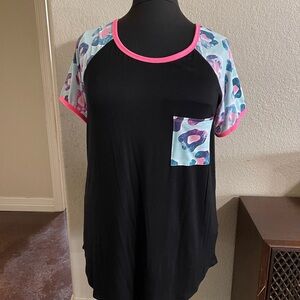 Black and Multicolor Women's Top